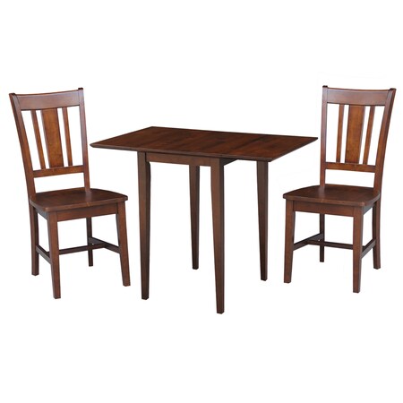 International Concepts Rectangle Small Dual Drop Leaf Table with 2 San Remo Chairs, Espresso, 20.6 W, 36 L, 29 in H, Wood K581-2236D-C10